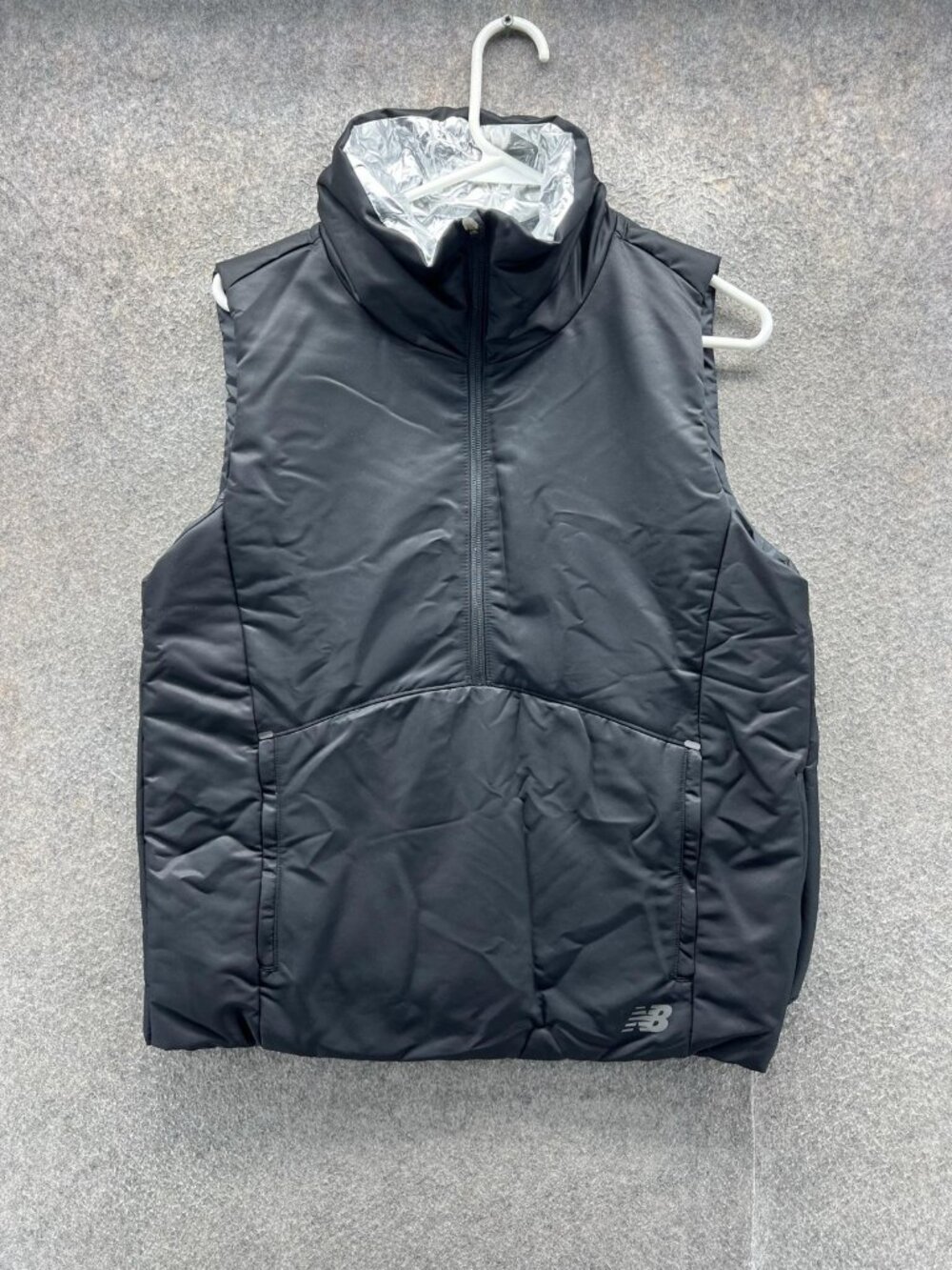 New Balance Insulated Jacket Mens Small Black 1/2 Zip Running Vest Thermal